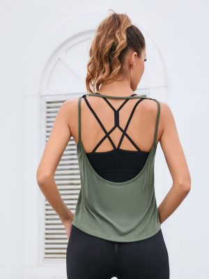 Criss-Cross Backless Bra – Seamless Sports Top with Straps