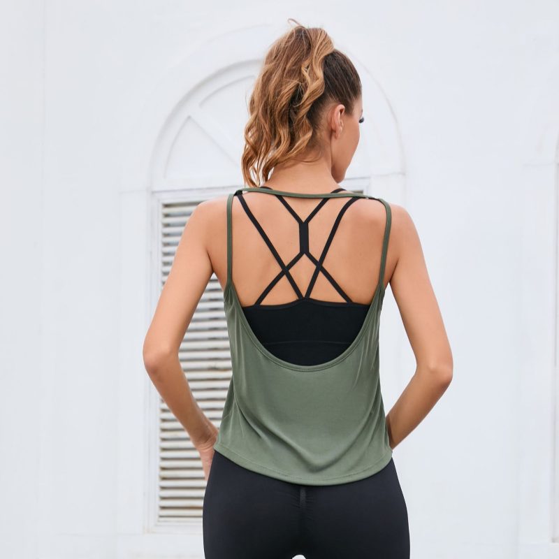 Criss-Cross Backless Bra - Seamless Sports Top with Straps