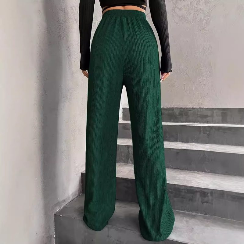 Spring Autumn Striped Wide Leg Pants – High Waist Elastic Drawstring - Image 2