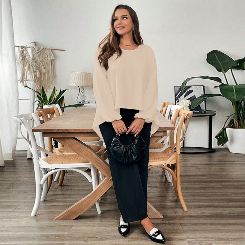 Plus Size Loose Slimming Bow T-Shirt – Comfortable Autumn Winter Blouse - Image 3