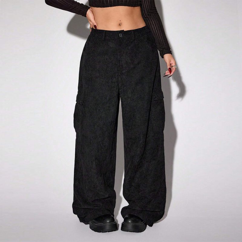 Plus Size Wide Leg Trousers – Autumn Winter Casual Workwear Pants