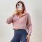 Spring Pink Waffle Hoodie - Half Zipper Sports Slimming Top