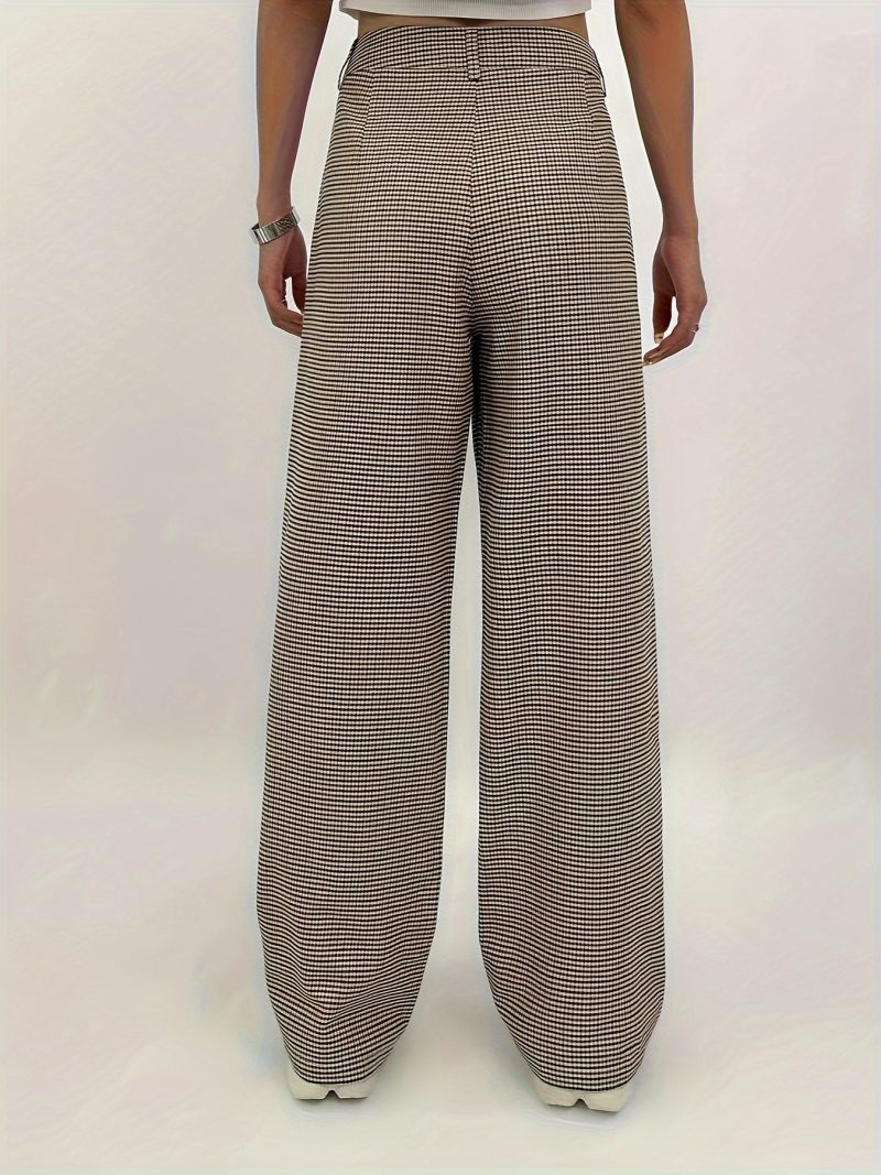 Spring Autumn High Waist Plaid Straight Leg Wide Leg Pants – Loose Casual - Image 2