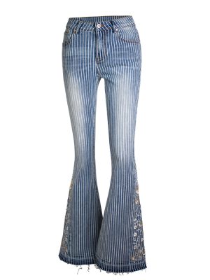 Women’s Striped Bell Bottom Jeans