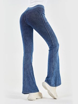 Autumn Winter High Waist Denim Yoga Bell Bottom Pants for Women