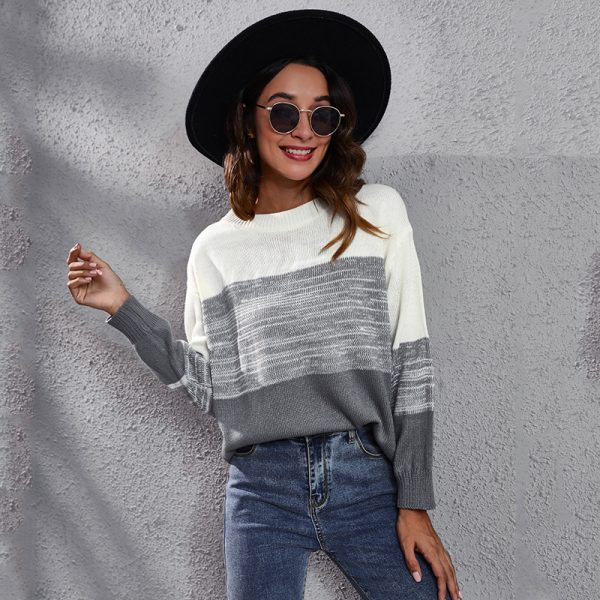 Gradient Off-Shoulder Knitted Sweater – Loose Women’s Top - Image 3