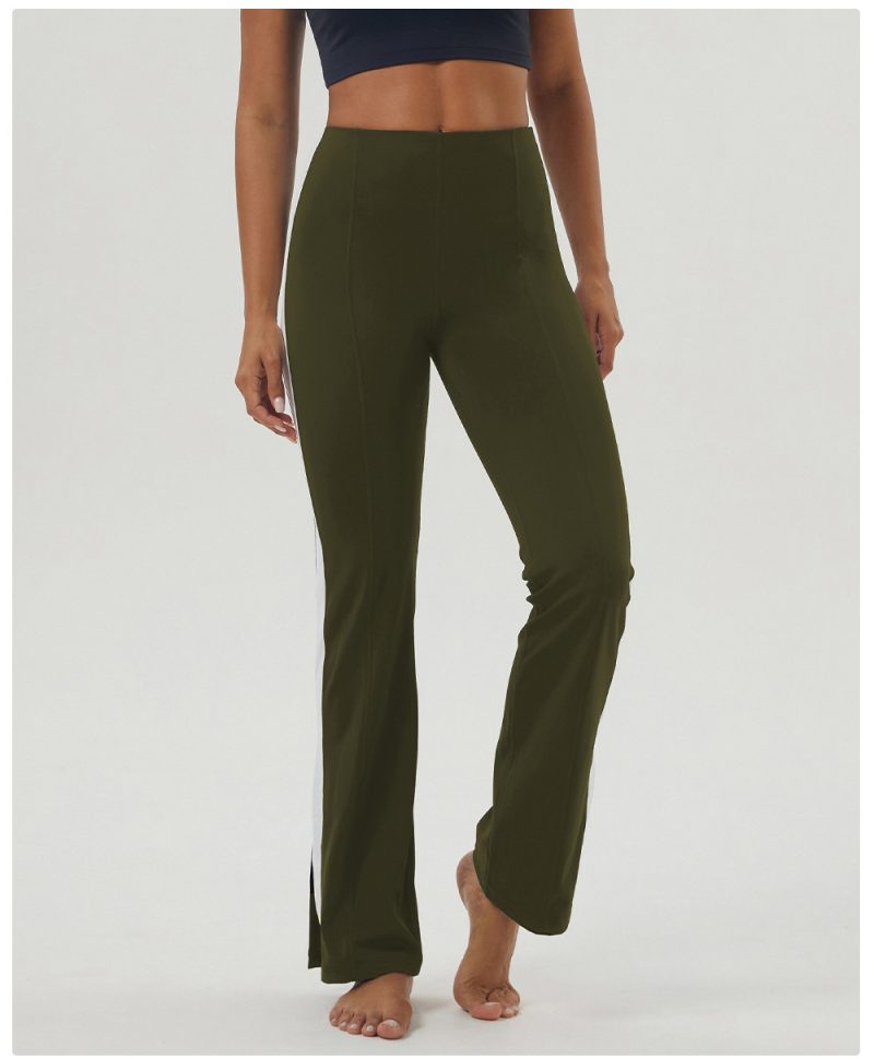 Color Matching Slit Yoga Bell Bottom Pants High Waist Hip Lift - Image 4