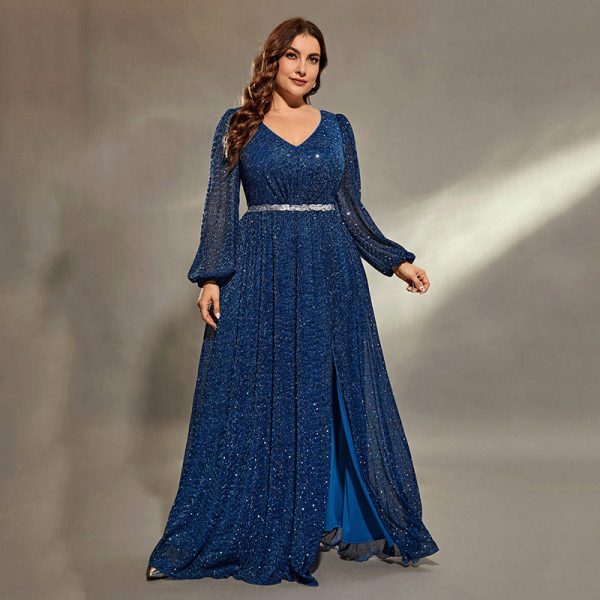 Plus Size Blue Chorus Performance Evening Dress