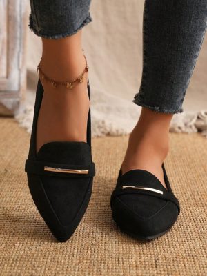 Elegant Slip-On Flat Pumps for Women – Black Casual Shoes