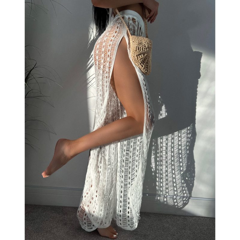 See-Through Mesh Split Strap Beach Pants for Women - Image 2
