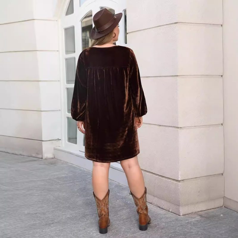 Plus Size V-Neck Loose Slimming Casual Dress - Image 2