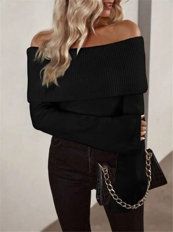 One Neck Slim Fit Sexy Long Sleeve Knitted Sweater for Women - Image 3