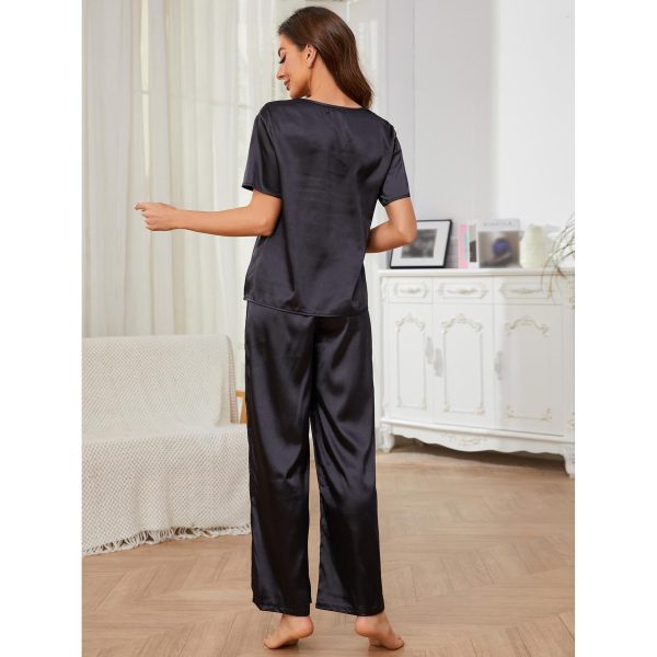 Women’s V-Neck Short Sleeve Trousers Home Wear Set - Image 4