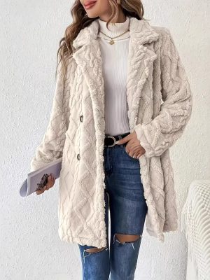 Double Sided Plush Collared Button Casual Cardigan for Winter