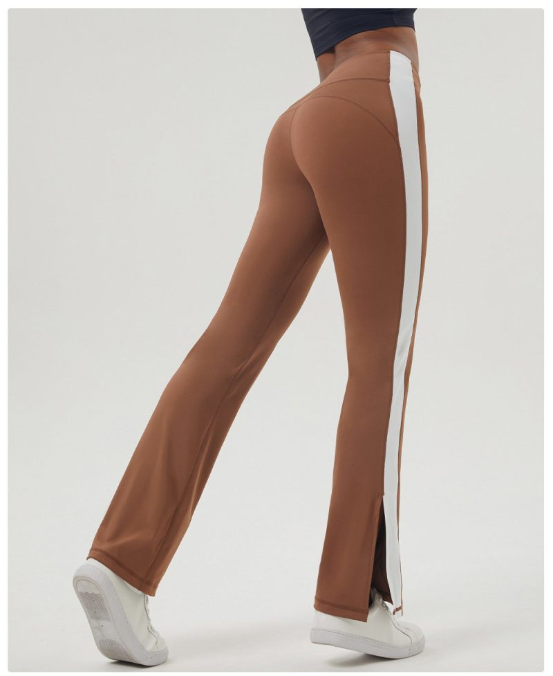 Color Matching Slit Yoga Bell Bottom Pants High Waist Hip Lift - Image 2