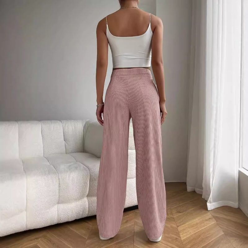 High Waist Loose Wide Leg Corduroy Pants – Slimming All-Match Casual Straight Pants - Image 2