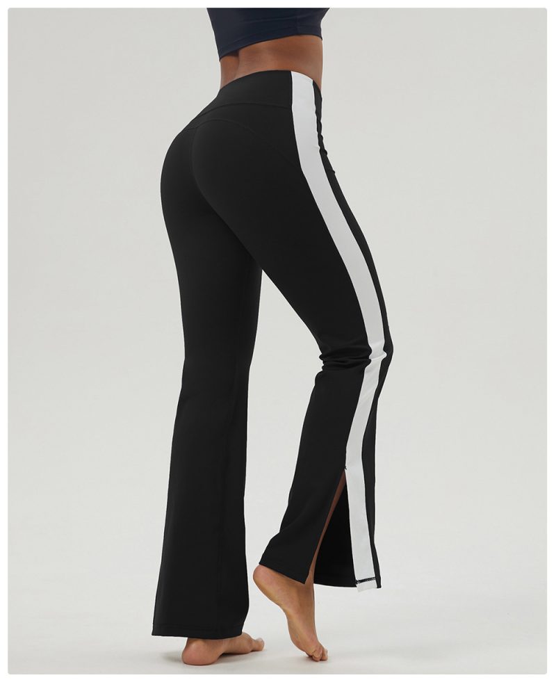 Color Matching Slit Yoga Bell Bottom Pants High Waist Hip Lift - Image 5