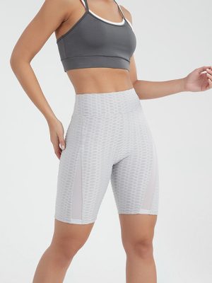 Pineapple Jacquard Mesh Yoga Shorts – Hip Lifting & Stretch