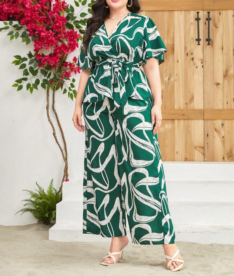 Spring Summer Sexy Bow Lace-Up High Waist Loose Jumpsuit - Image 3