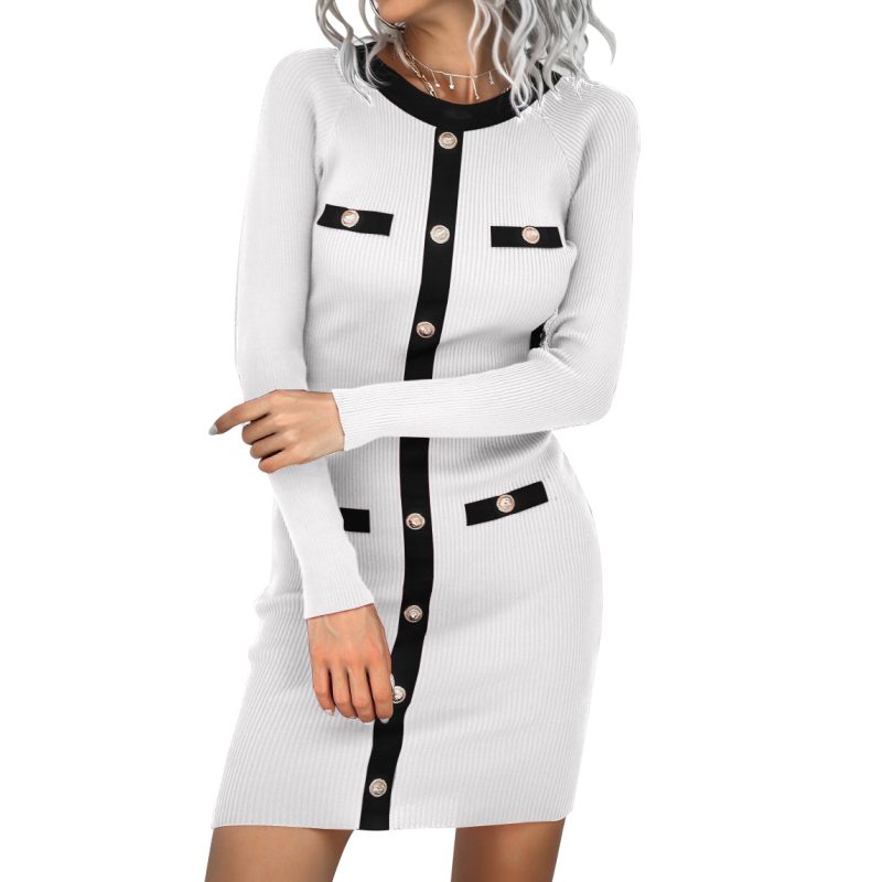Rivet Long Sleeve Knitted Jumpsuit for Women - Autumn Winter - Image 5