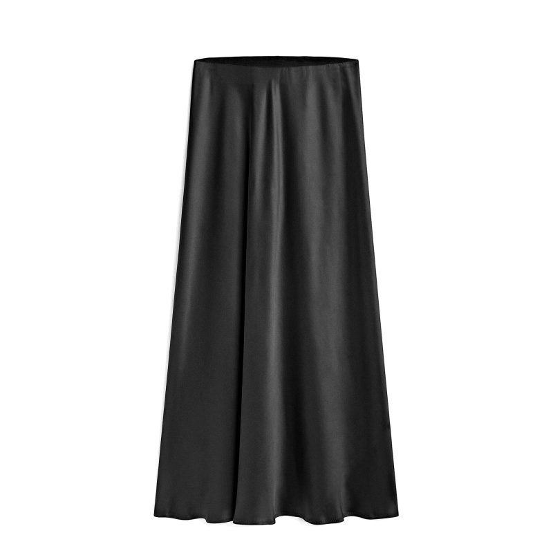Spring Summer Satin Maxi Skirt - High Waist Slit Skirt for Women - Image 5