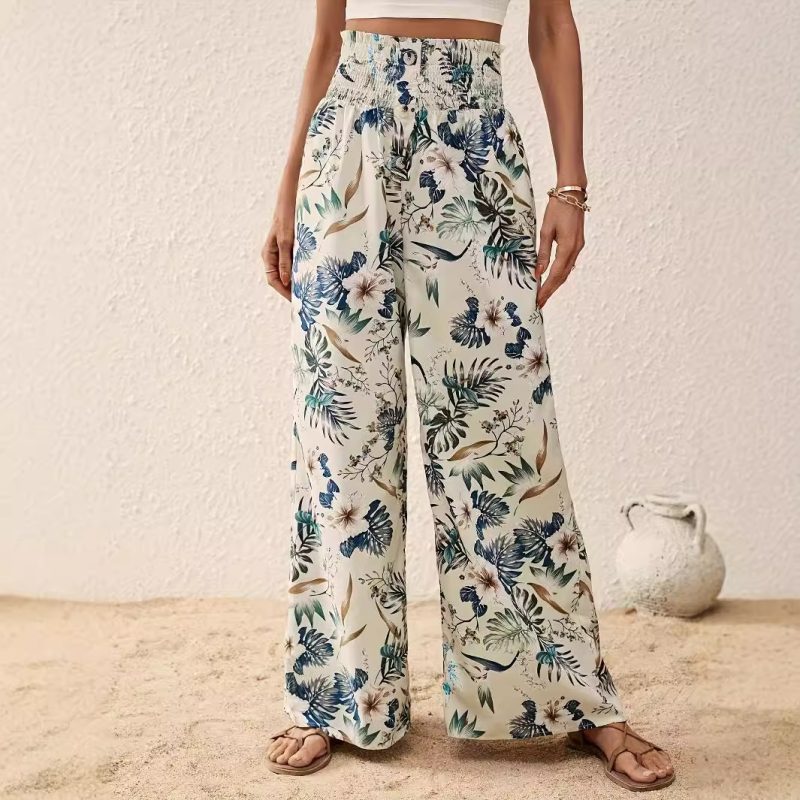 Women’s Printed Elastic Waist Wide Leg Pants – Spring, Autumn, Summer - Image 2