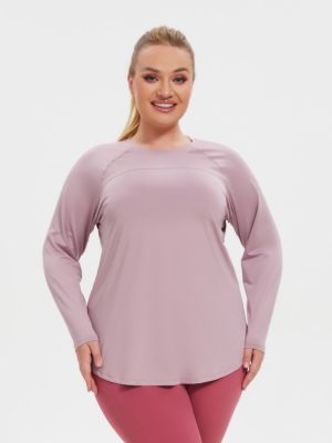 Plus Size Mesh Long Sleeve Fitness T-Shirt for Yoga