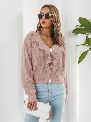 Women’s Ruffled Loose Knitted Cardigan for Autumn & Winter