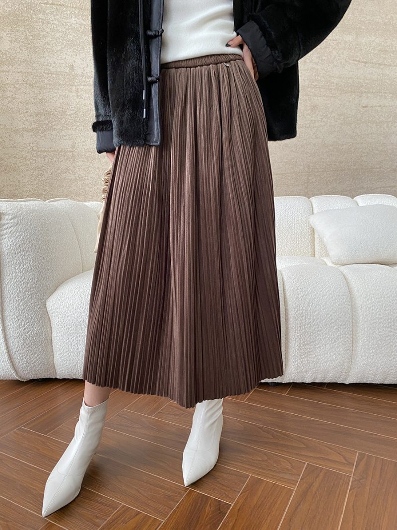 Fine Organ Pleated A-Line Skirt for Office Wear - Image 2