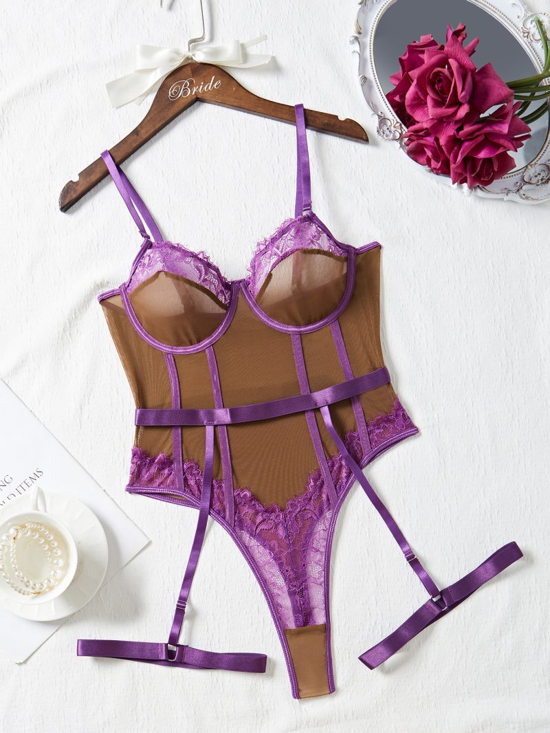 Sexy Lingerie Seductive Uniform Lace Contrast Color One Piece - Image 2