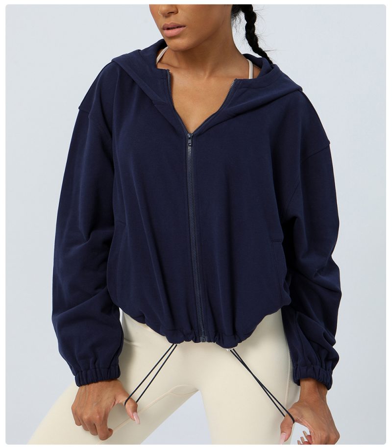 Loose Casual Sports Sweater Zipper Workout Top for Women - Image 3