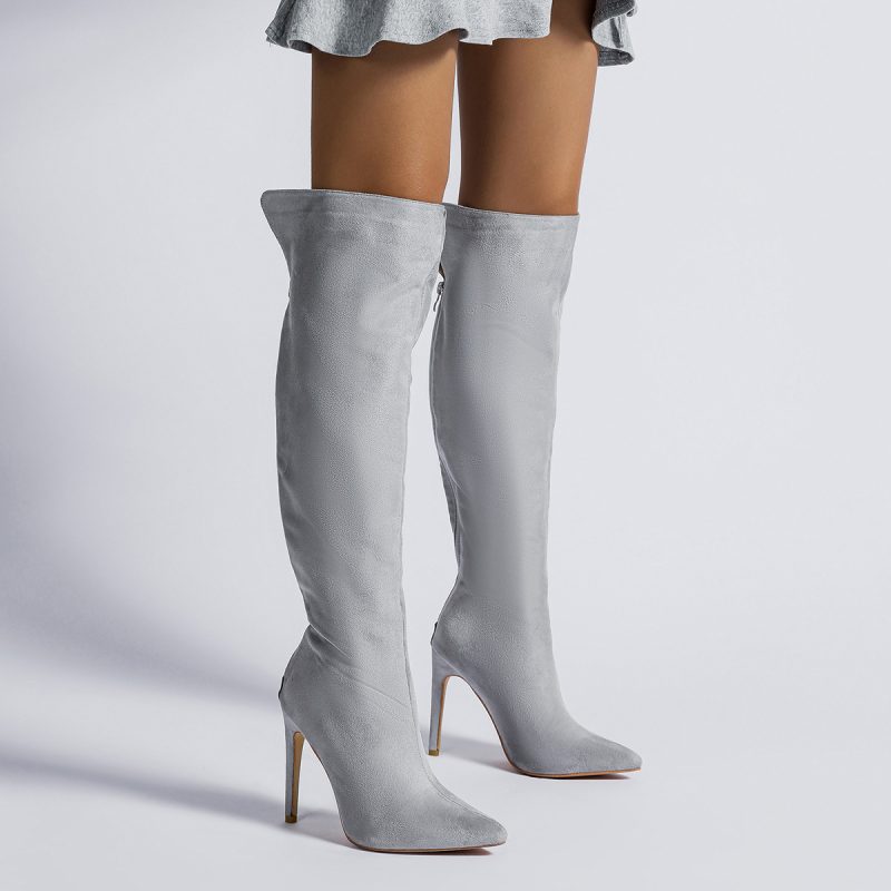 Exclusive Pointed Toe Over-the-Knee High Heel Boots – Plus Size - Image 3