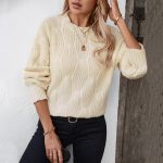 Solid Color Twisted Pullover Sweater for Women