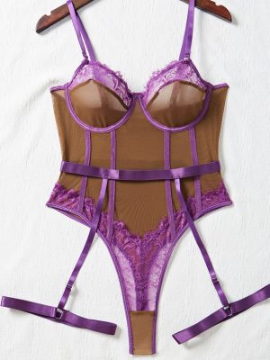 Sexy Lingerie Seductive Uniform Lace Contrast Color One Piece