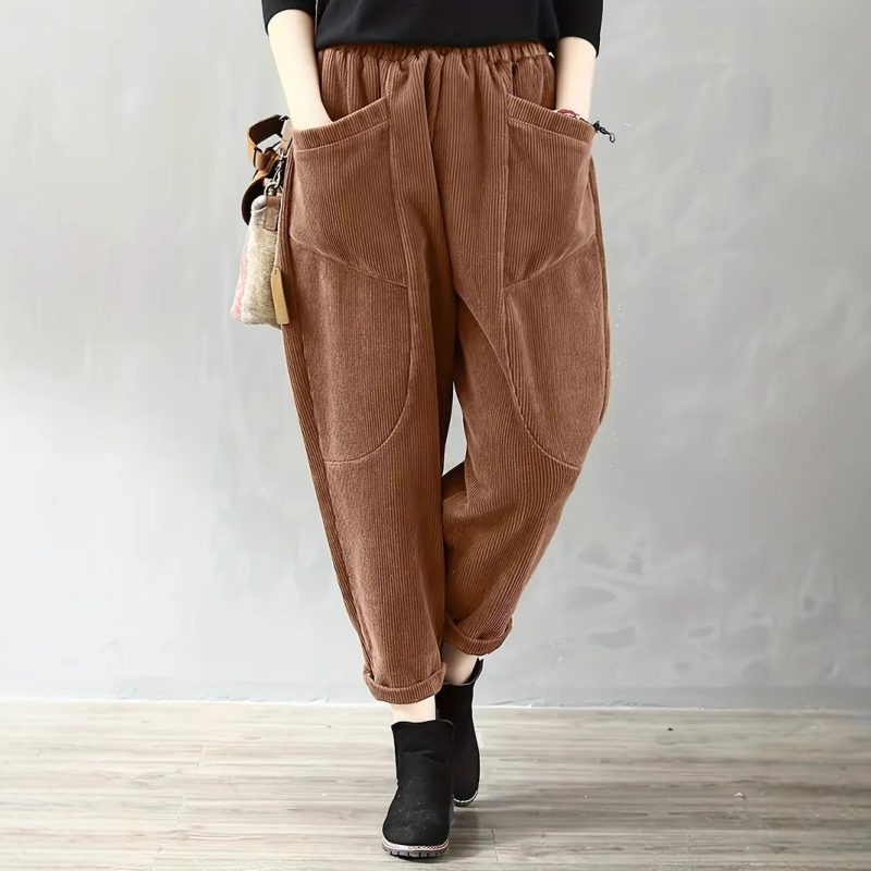 Corduroy Harem Pants – Autumn Winter Loose Casual Pockets for Women - Image 3
