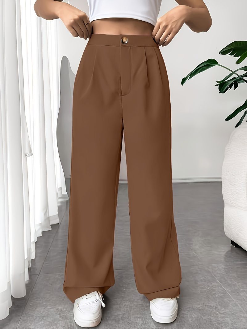 Autumn Winter High Waist Loose Straight Tailored Trousers – Women’s Casual Mop Pants - Image 4