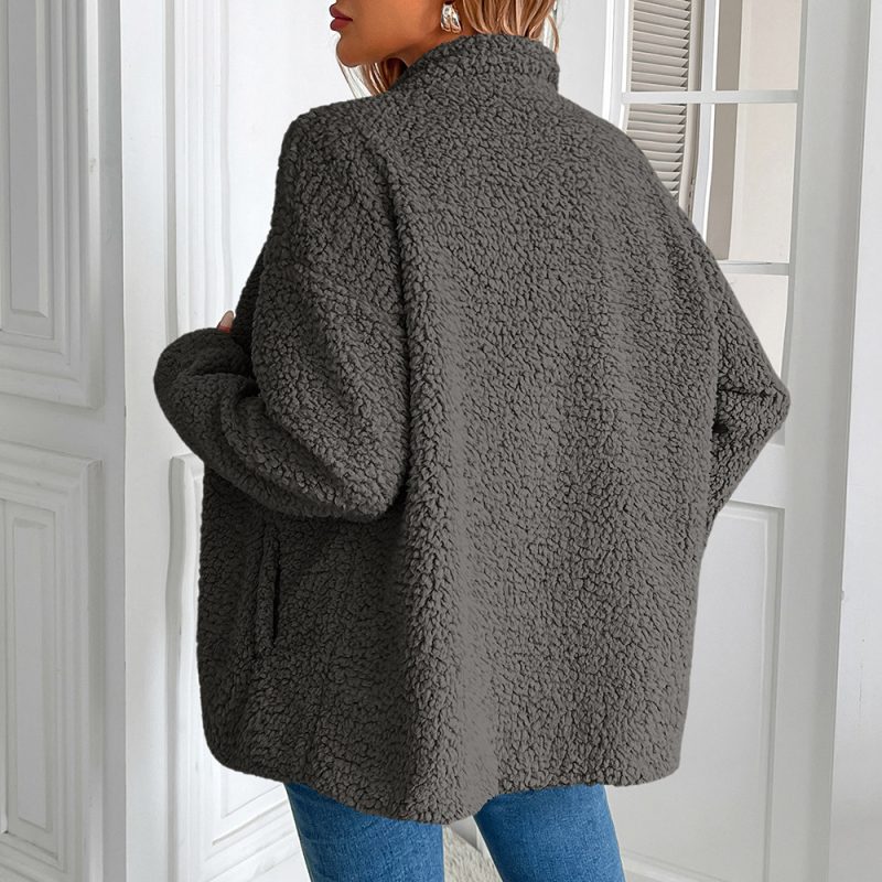 Autumn Winter Lamb Wool Berber Fleece Loose Casual Jacket Coat for Women - Image 4