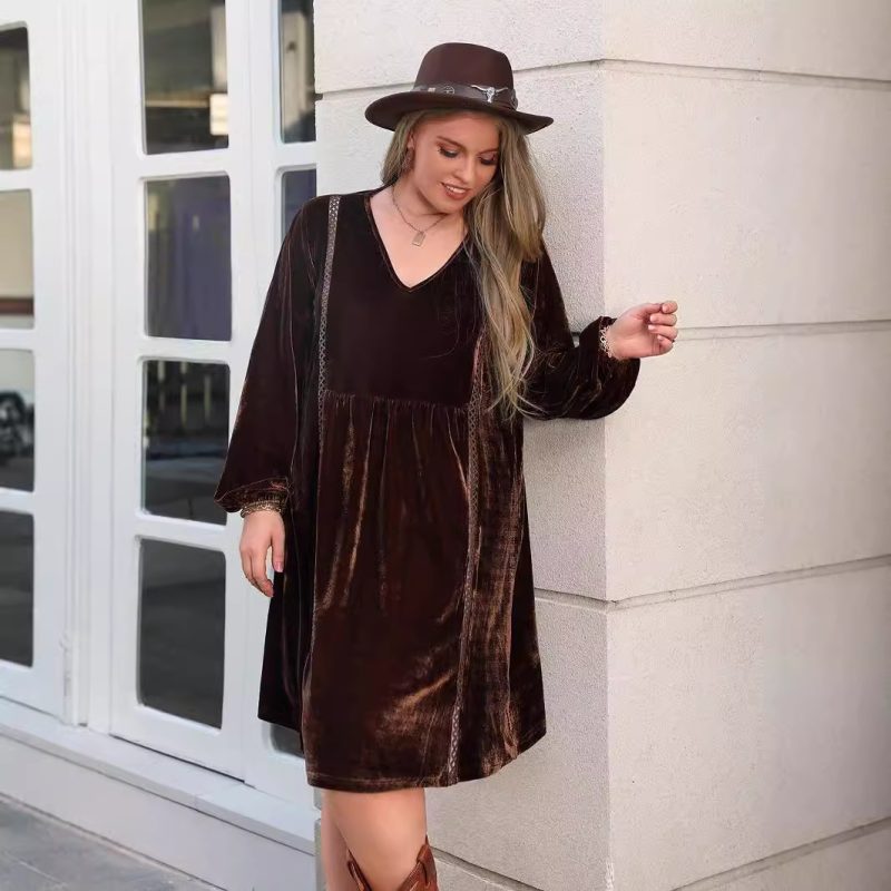 Plus Size V-Neck Loose Slimming Casual Dress - Image 3