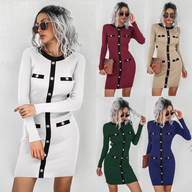 Rivet Long Sleeve Knitted Jumpsuit for Women - Autumn Winter - Image 4