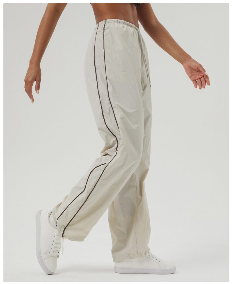 Contrast Color Casual Overalls with Drawstring Pocket Sports Trousers - Image 5