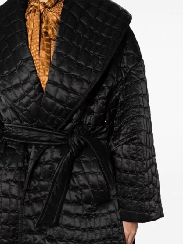 Autumn Winter Machine Embroidery Quilted Loose Cloak Trench Coat - Image 3