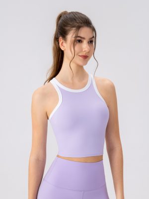 Women’s Round Neck Color-Block Yoga Vest – Breathable Fit