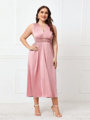 Plus Size Asymmetric Formal Dress – Cross Back Lace-Up Design