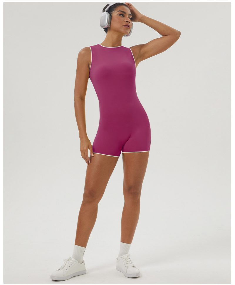 Color Matching Backless Sports One-Piece Yoga Leotard for Women - Image 3