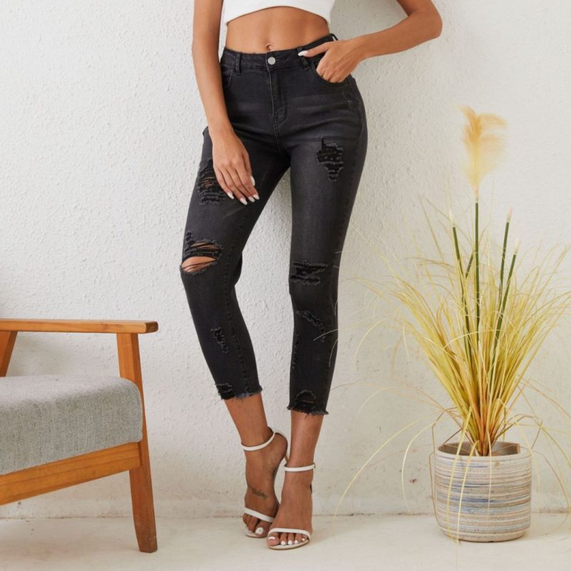 Women’s Skinny Ripped Denim Pants – Slim Fit & Hip Lifting - Image 3