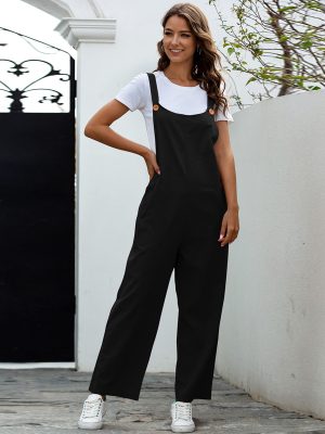 Retro Casual Long Suspender Jumpsuit for Women