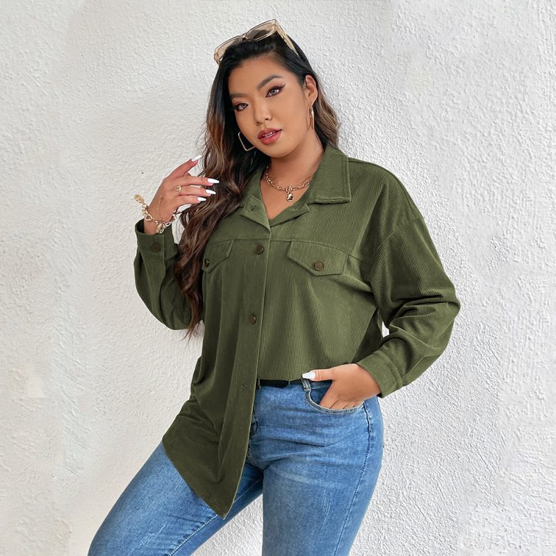 Plus Size Denim Shacket – Single Breasted Cardigan Outerwear for Fall Winter