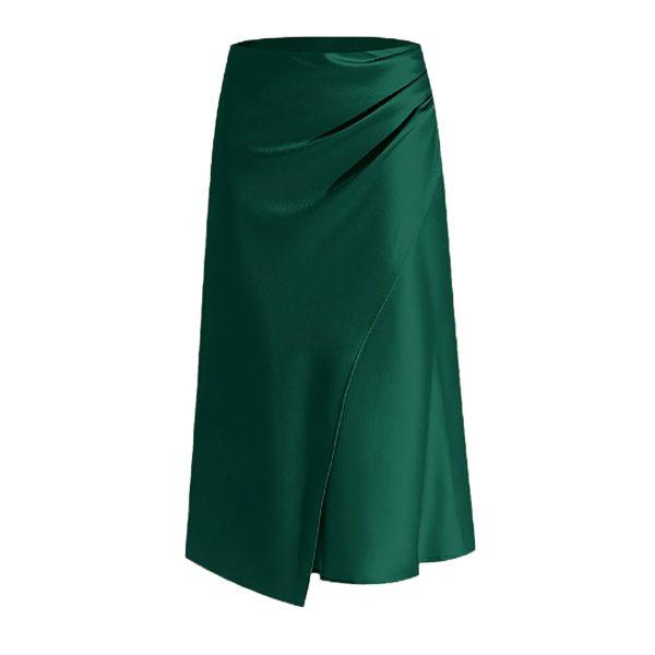 High Waist Satin Pleated Split Fishtail Hip Skirt for Women - Image 2