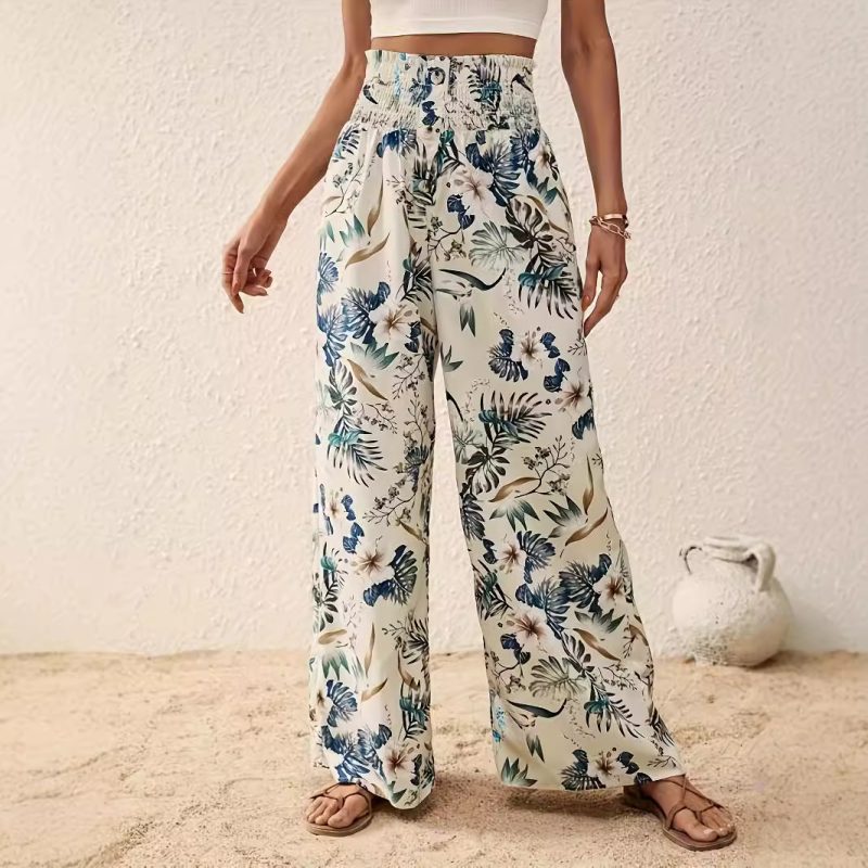 Women’s Printed Elastic Waist Wide Leg Pants – Spring, Autumn, Summer - Image 3