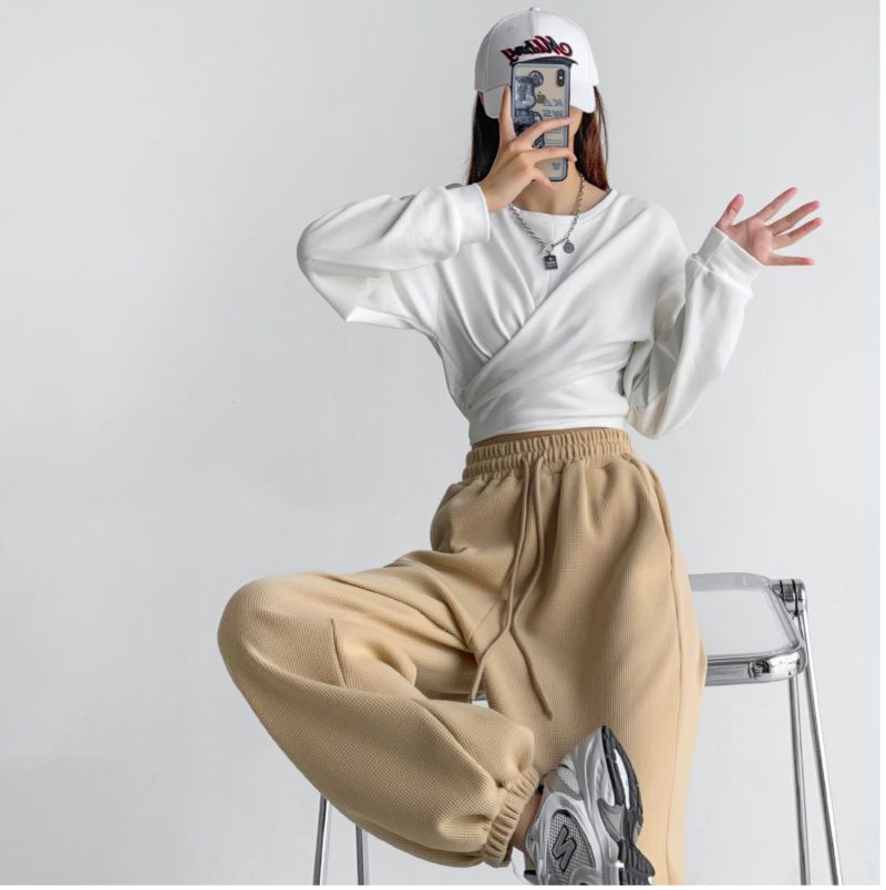 Cotton Cropped Criss-Cross Sweater - Hip Hop Campus Style